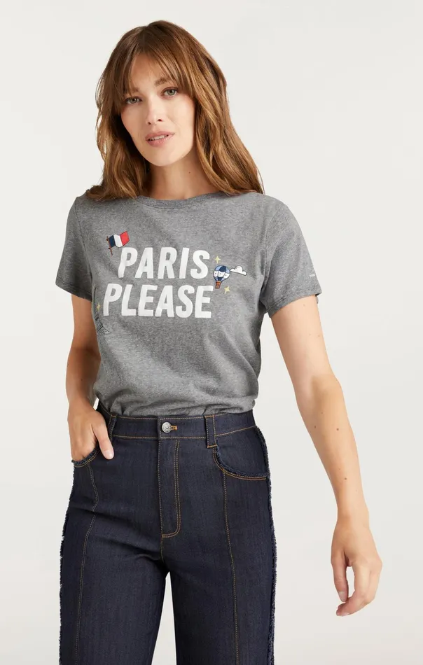 Women Cinq Sept Tees and Pullovers Paris Please Tee Heather Greywhite