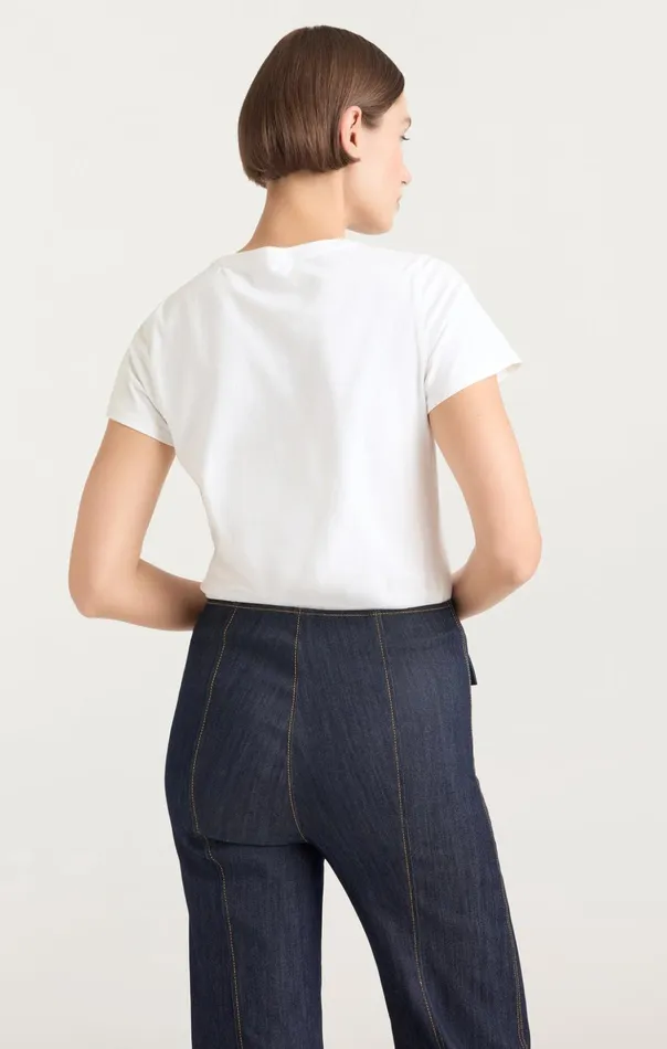 Women Cinq Sept Tees and Pullovers Shrunken L039amour Tee Whitenavy