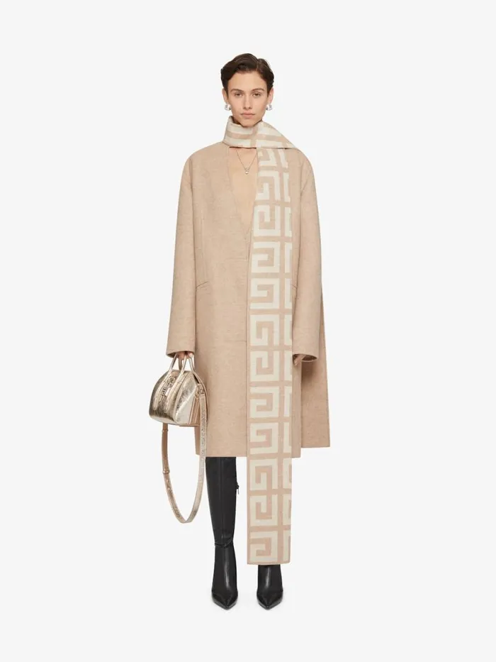 Women Coats and Jackets Givenchy Coat In Double Face 4G Wool With Scarf Hazelbeige Women Coats and Jackets Givenchy Coat In Double Face 4G Wool With Scarf Hazelbeige