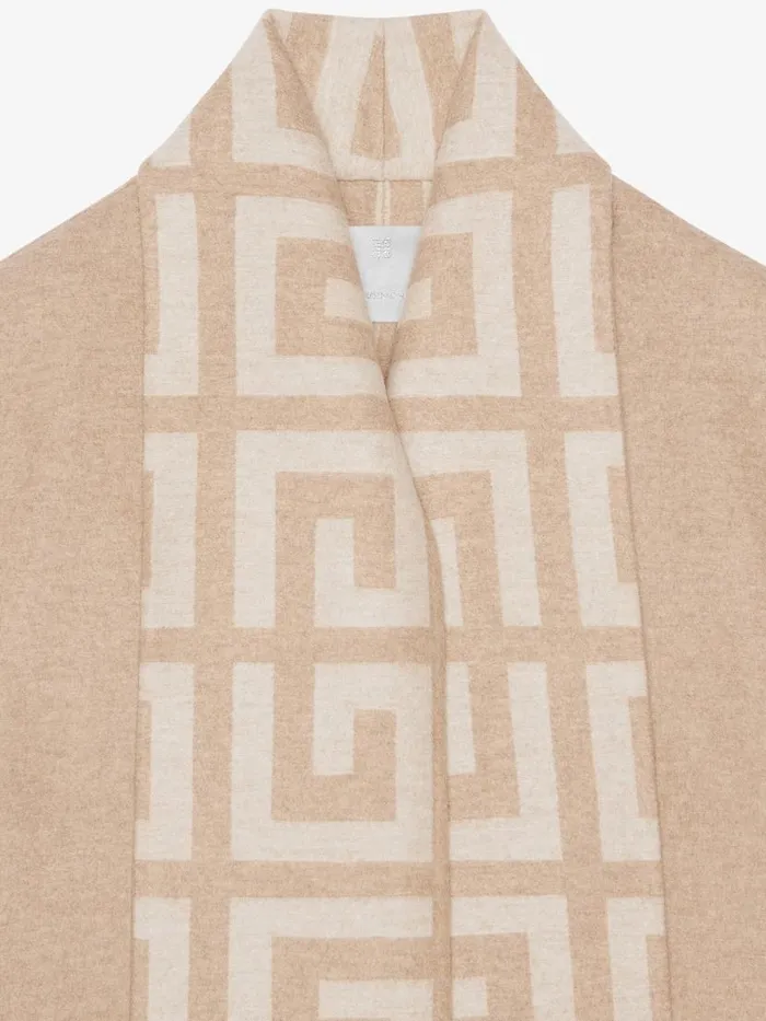 Women Coats and Jackets Givenchy Coat In Double Face 4G Wool With Scarf Hazelbeige