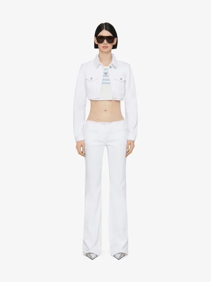 Women Coats and Jackets Givenchy Cropped Jacket In Denim With 4G Detail White Women Coats and Jackets Givenchy Cropped Jacket In Denim With 4G Detail White