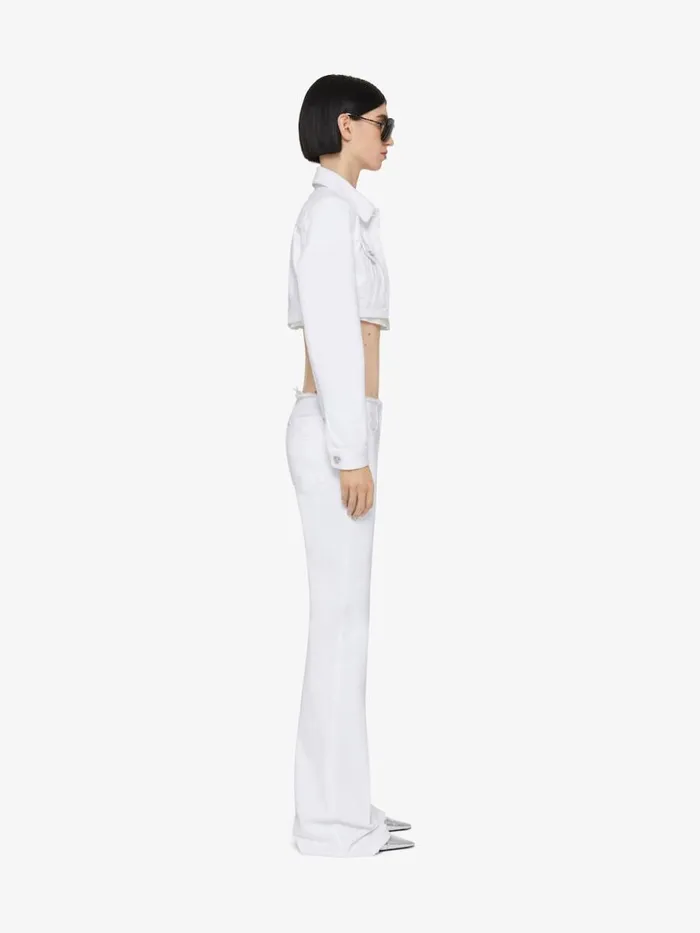 Women Coats and Jackets Givenchy Cropped Jacket In Denim With 4G Detail White
