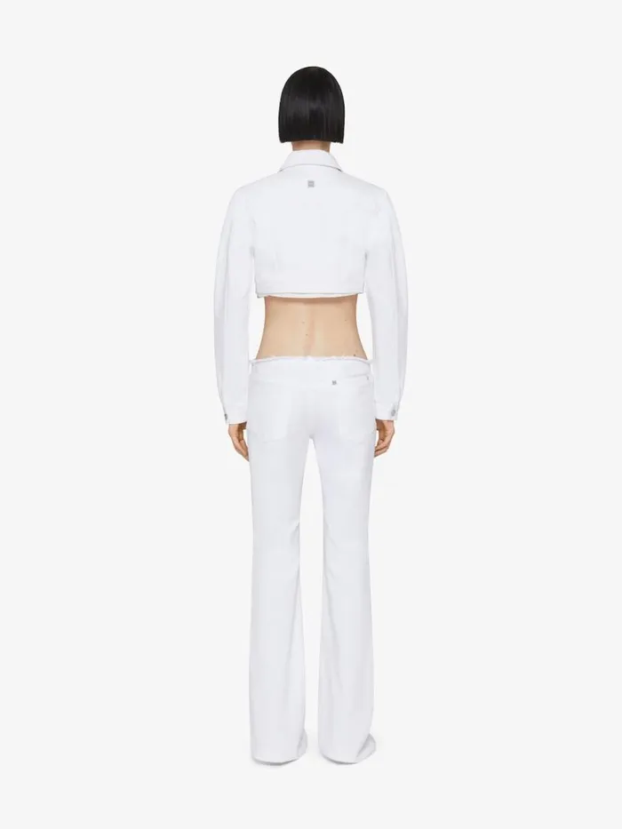 Women Coats and Jackets Givenchy Cropped Jacket In Denim With 4G Detail White