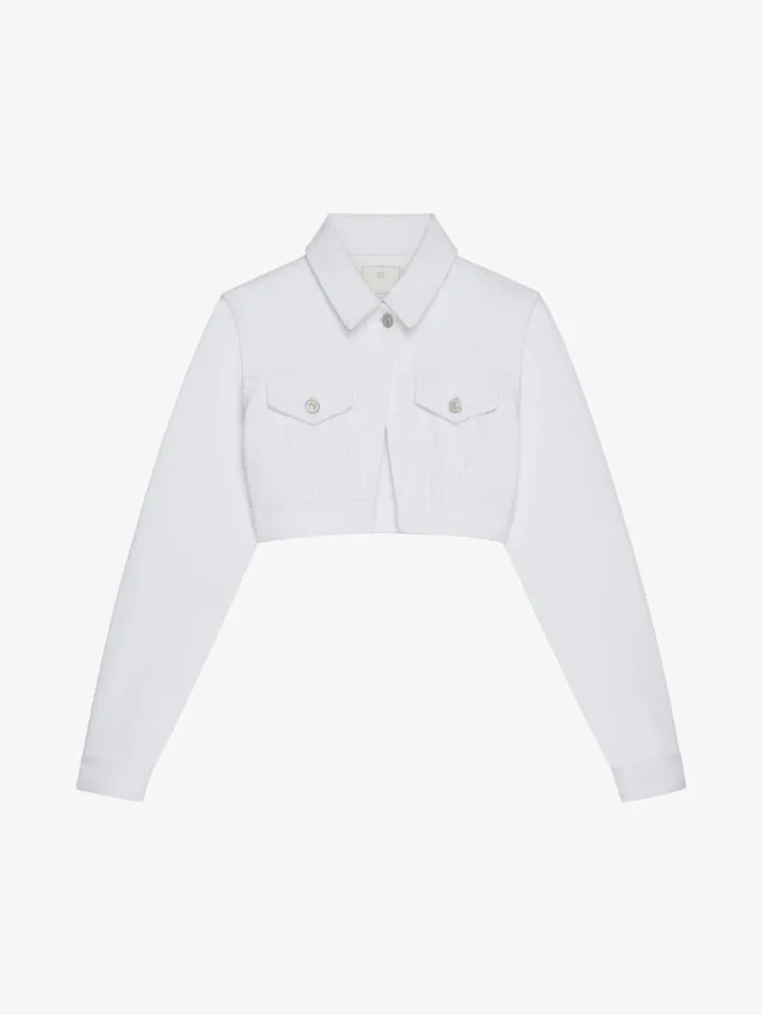 Women Coats and Jackets Givenchy Cropped Jacket In Denim With 4G Detail White