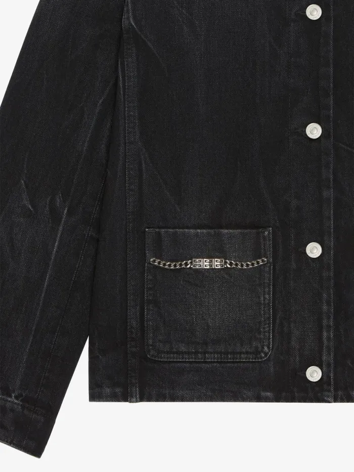 Women Coats and Jackets Givenchy Jacket In Denim With Chains Detail Black