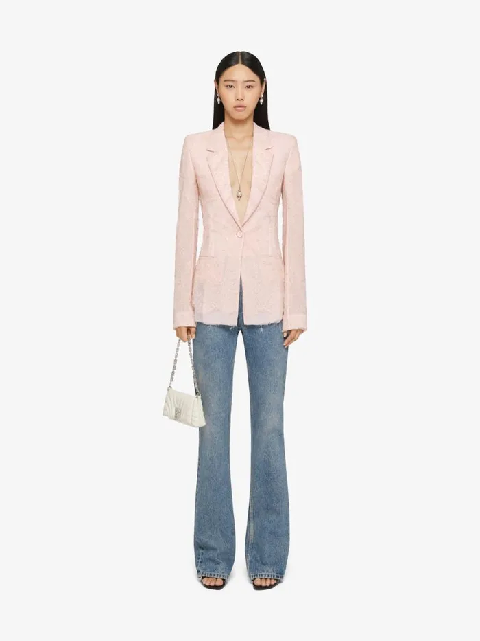 Women Coats and Jackets Givenchy Jacket In Lace And Silk Blush Pink