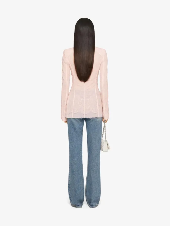 Women Coats and Jackets Givenchy Jacket In Lace And Silk Blush Pink
