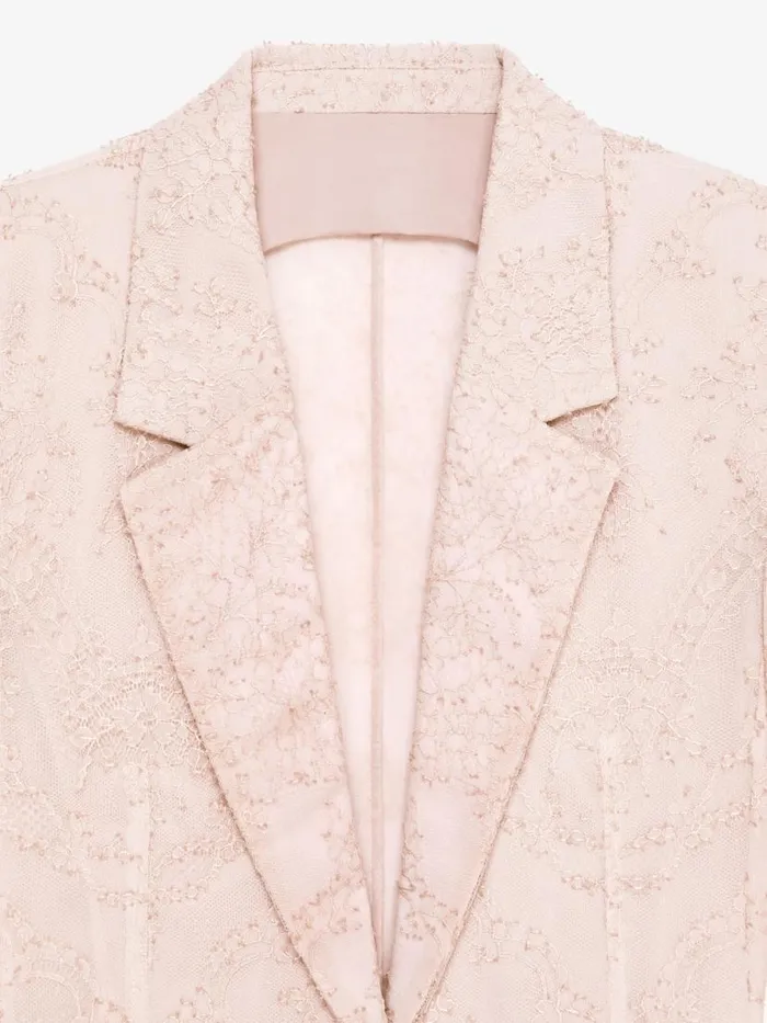 Women Coats and Jackets Givenchy Jacket In Lace And Silk Blush Pink