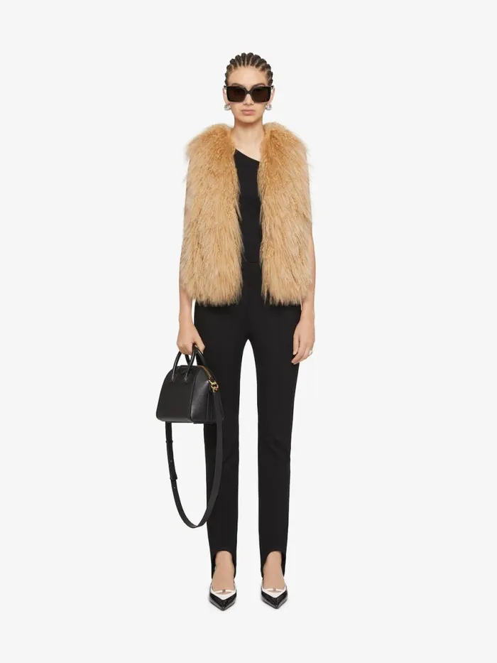 Women Coats and Jackets Givenchy Sleeveless Jacket In Fur Desert