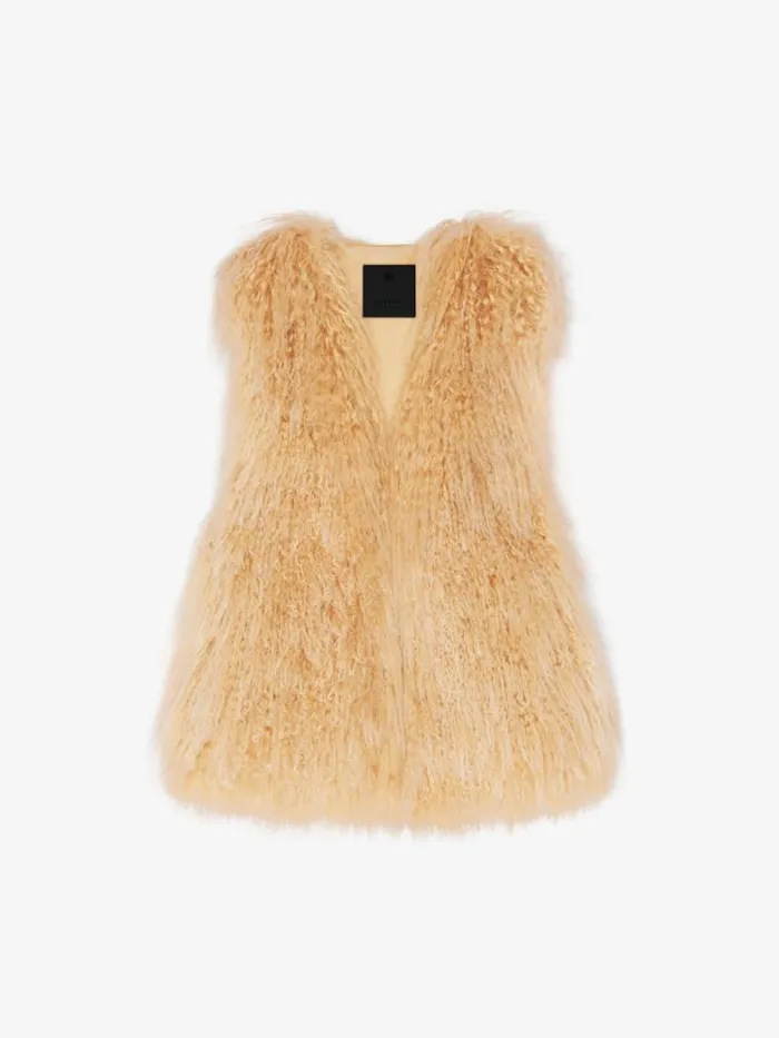 Women Coats and Jackets Givenchy Sleeveless Jacket In Fur Desert
