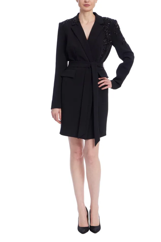 Women Cocktail Badgley Mischka Blazer Mini Dress Black