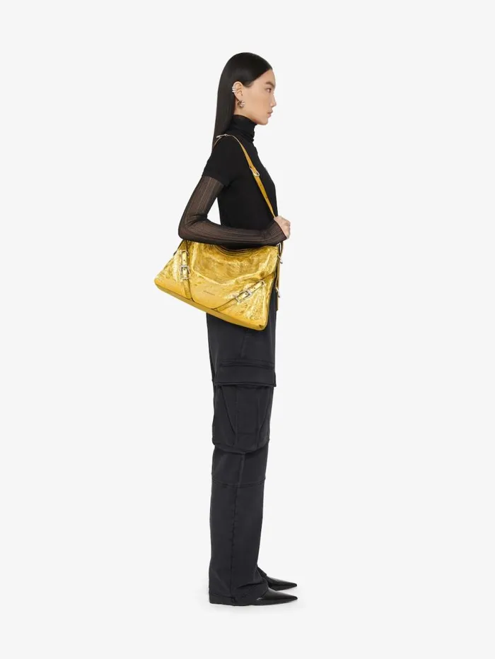 Women Crossbody Bags Givenchy Medium Voyou Bag In Laminated Leather Golden Women Crossbody Bags Givenchy Medium Voyou Bag In Laminated Leather Golden