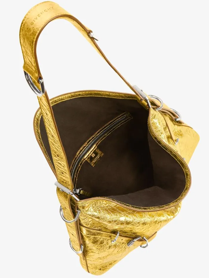Women Crossbody Bags Givenchy Medium Voyou Bag In Laminated Leather Golden Women Crossbody Bags Givenchy Medium Voyou Bag In Laminated Leather Golden