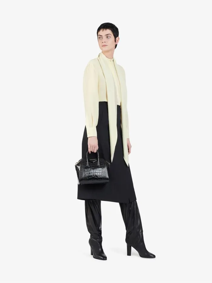 Women Crossbody Bags Givenchy Mini Antigona Bag In Crocodile Effect Leather Black