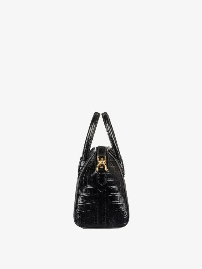 Women Crossbody Bags Givenchy Mini Antigona Bag In Crocodile Effect Leather Black