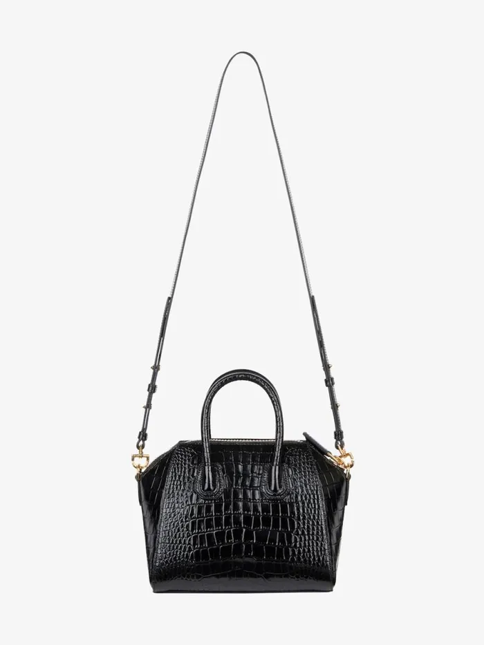Women Crossbody Bags Givenchy Mini Antigona Bag In Crocodile Effect Leather Black