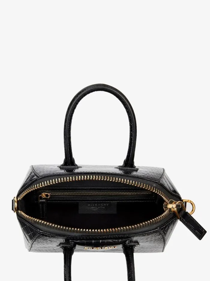 Women Crossbody Bags Givenchy Mini Antigona Bag In Crocodile Effect Leather Black