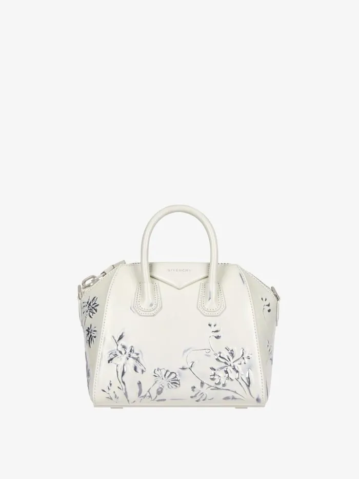 Women Crossbody Bags Givenchy Mini Antigona Bag In Leather With Floral Pattern Ivory Women Crossbody Bags Givenchy Mini Antigona Bag In Leather With Floral Pattern Ivory