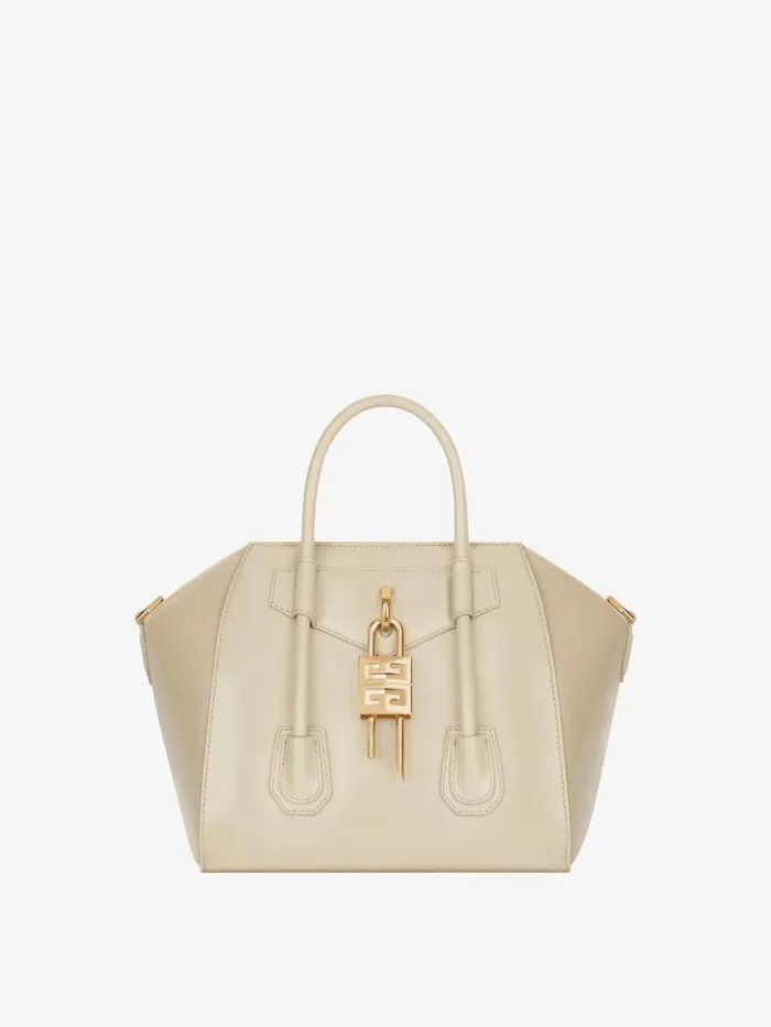 Women Crossbody Bags Givenchy Mini Antigona Lock Bag In Box Leather Natural Beige Women Crossbody Bags Givenchy Mini Antigona Lock Bag In Box Leather Natural Beige