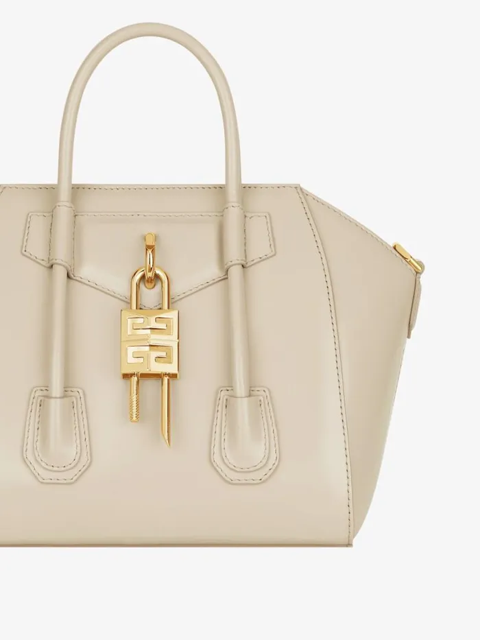 Women Crossbody Bags Givenchy Mini Antigona Lock Bag In Box Leather Natural Beige Women Crossbody Bags Givenchy Mini Antigona Lock Bag In Box Leather Natural Beige