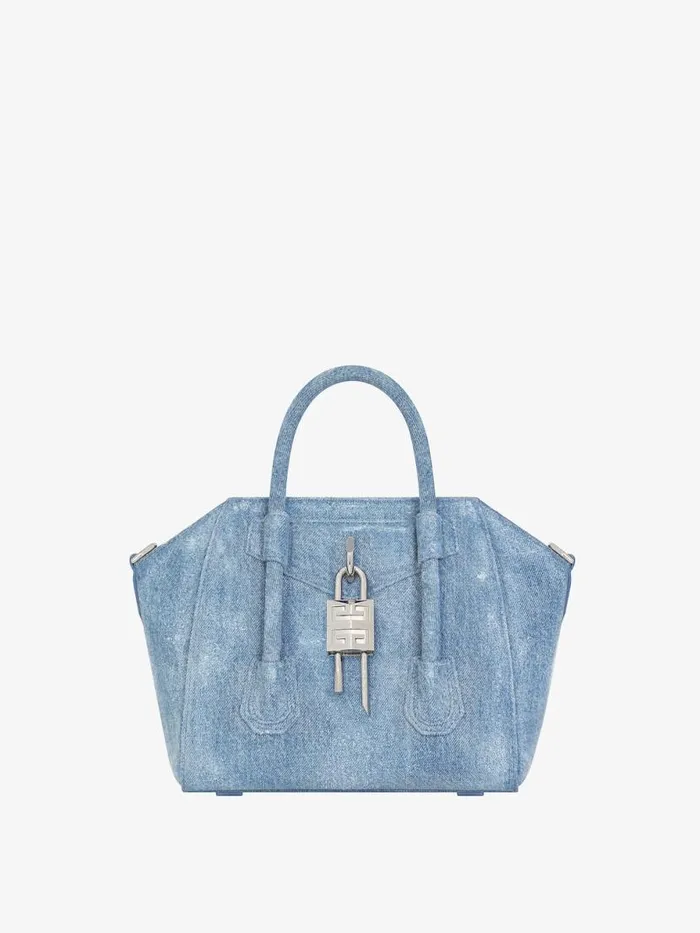 Women Crossbody Bags Givenchy Mini Antigona Lock Bag In Washed Denim Medium Blue Women Crossbody Bags Givenchy Mini Antigona Lock Bag In Washed Denim Medium Blue