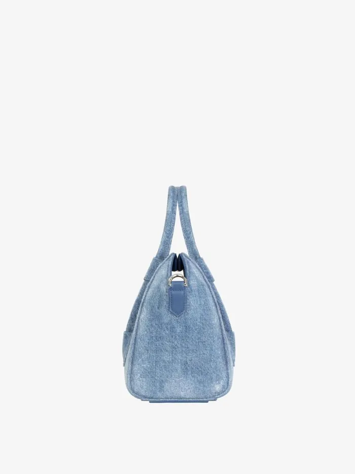 Women Crossbody Bags Givenchy Mini Antigona Lock Bag In Washed Denim Medium Blue