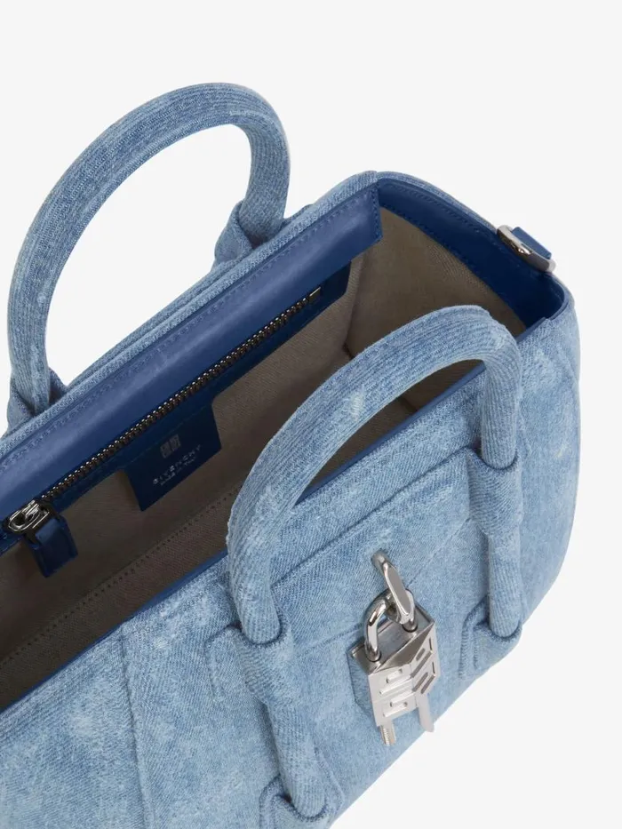 Women Crossbody Bags Givenchy Mini Antigona Lock Bag In Washed Denim Medium Blue