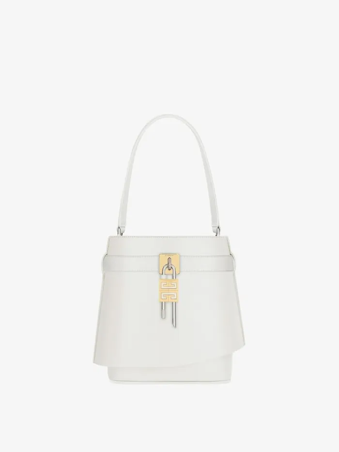 Women Crossbody Bags Givenchy Shark Lock Bucket Bag In Box Leather Ivory