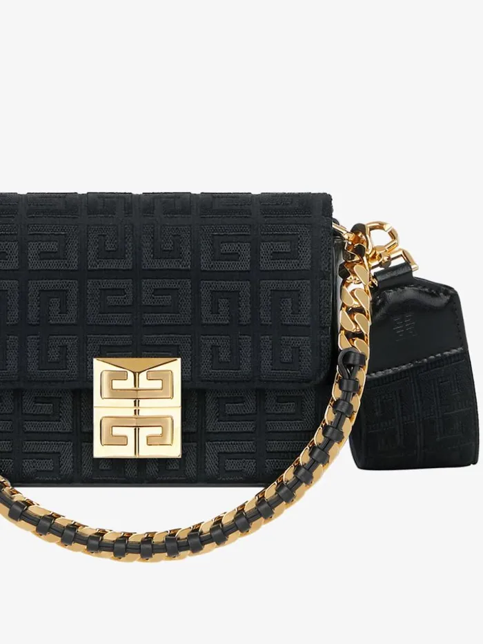 Women Crossbody Bags Givenchy Small 4G Bag In 4G Embroidery With Chain Black