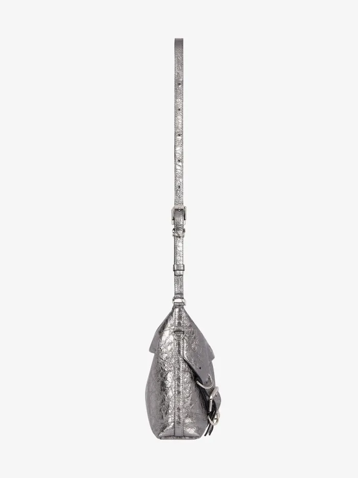 Women Crossbody Bags Givenchy Voyou Crossbody Bag In Laminated Leather Silvery Grey