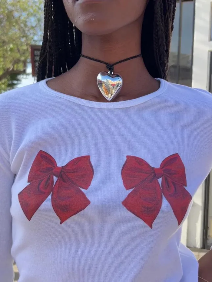 Women Dana Long Sleeve Tee Whitebows Lisa Says Gah Knit Tops