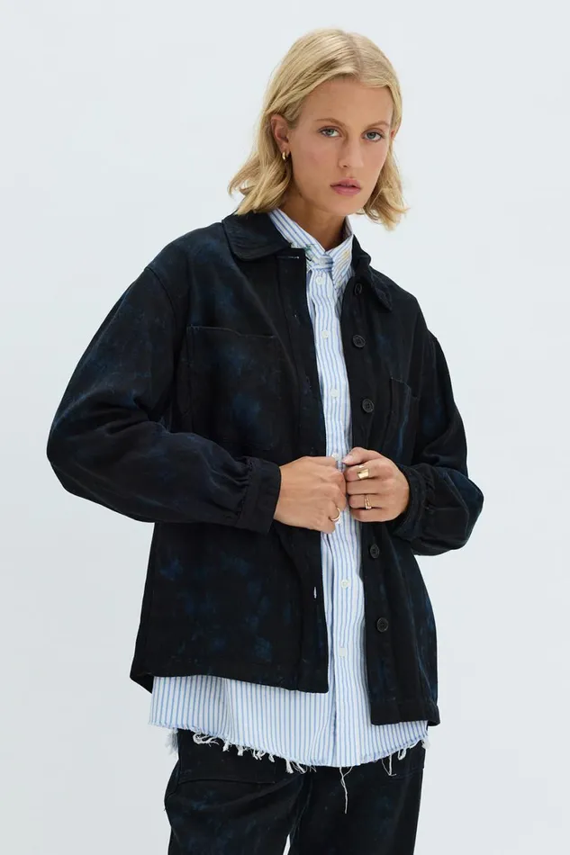 Women Dark Indigo Denim Explorer Jacket Raquel Allegra Sweaters and Knits
