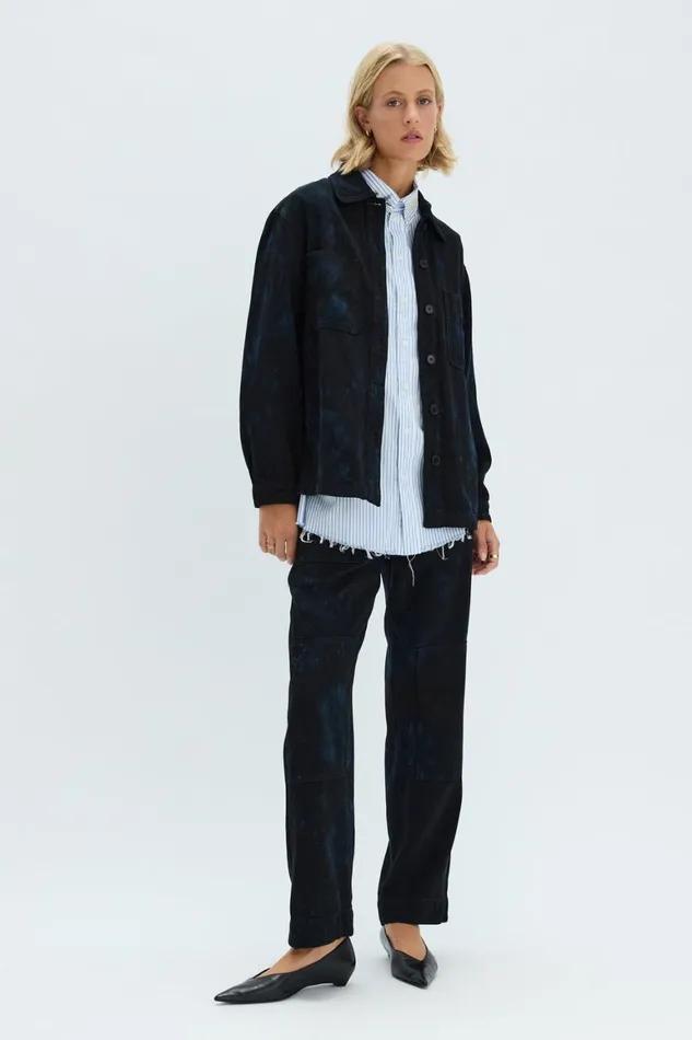 Women Dark Indigo Denim Explorer Jacket Raquel Allegra Sweaters and Knits