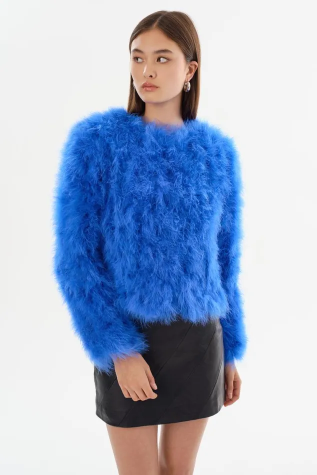 Women DEORA Feather Jacket Cobalt LAMARQUE Feather Jackets Women DEORA Feather Jacket Cobalt LAMARQUE Feather Jackets
