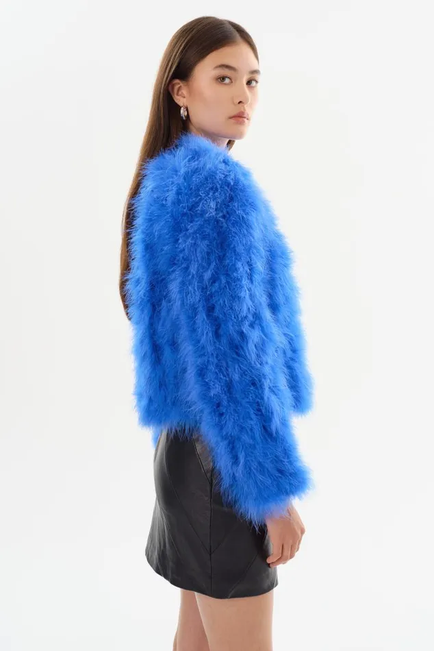 Women DEORA Feather Jacket Cobalt LAMARQUE Feather Jackets Women DEORA Feather Jacket Cobalt LAMARQUE Feather Jackets