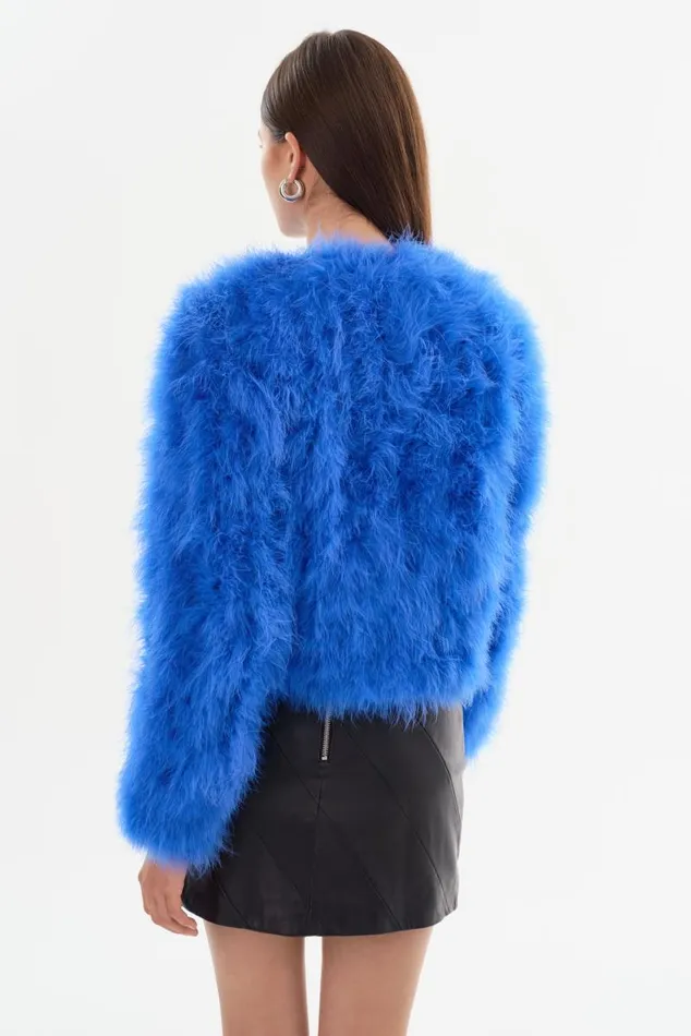 Women DEORA Feather Jacket Cobalt LAMARQUE Feather Jackets Women DEORA Feather Jacket Cobalt LAMARQUE Feather Jackets