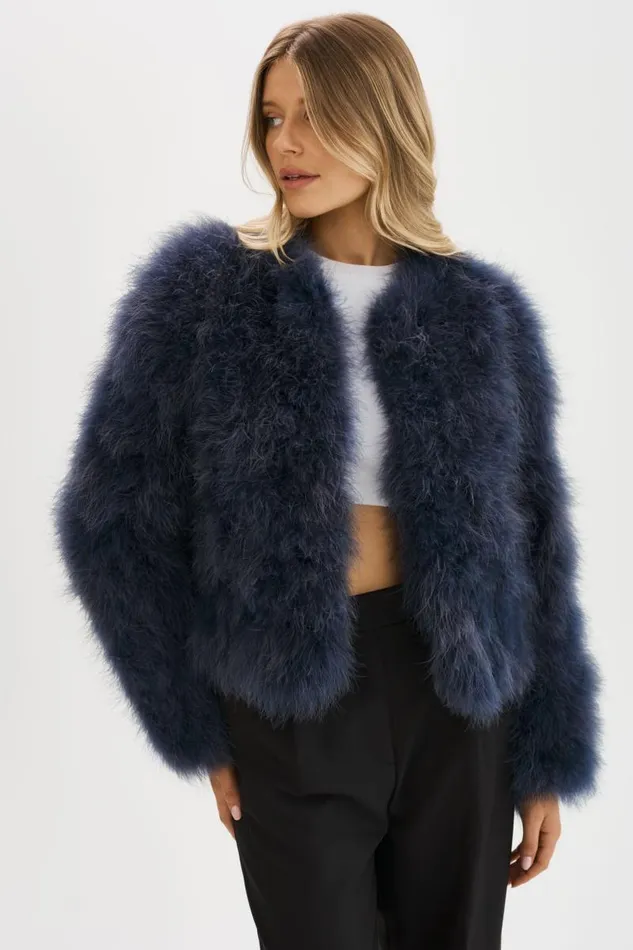 Women DEORA Feather Jacket Midnight Blue LAMARQUE Feather Jackets