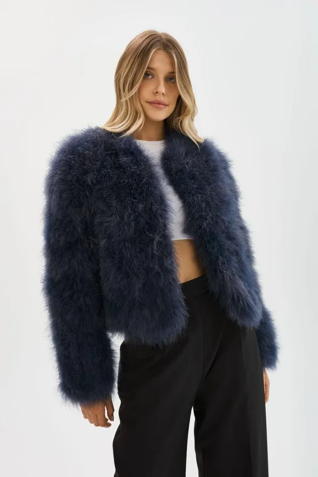 Women DEORA Feather Jacket Midnight Blue LAMARQUE Feather Jackets