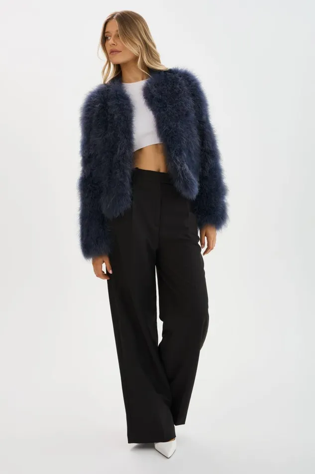 Women DEORA Feather Jacket Midnight Blue LAMARQUE Feather Jackets