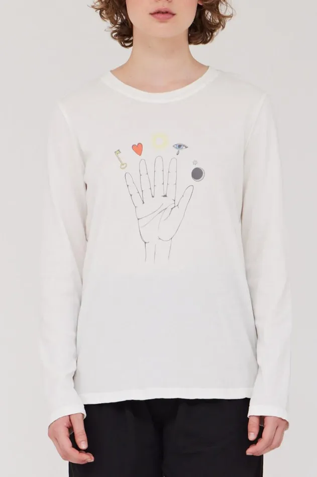Women Dirty White Cosmic Hand Tilda Tee Raquel Allegra Tops