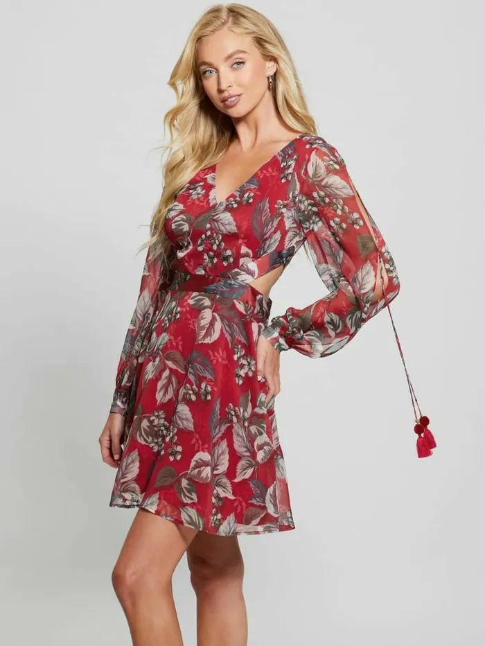 Women Dresses and Jumpsuits GUESS Farrah Floral Chiffon Dress Coachwood Estate Print Women Dresses and Jumpsuits GUESS Farrah Floral Chiffon Dress Coachwood Estate Print