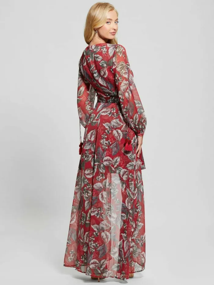 Women Dresses and Jumpsuits GUESS Farrah Floral Chiffon Dress Coachwood Estate Print Women Dresses and Jumpsuits GUESS Farrah Floral Chiffon Dress Coachwood Estate Print