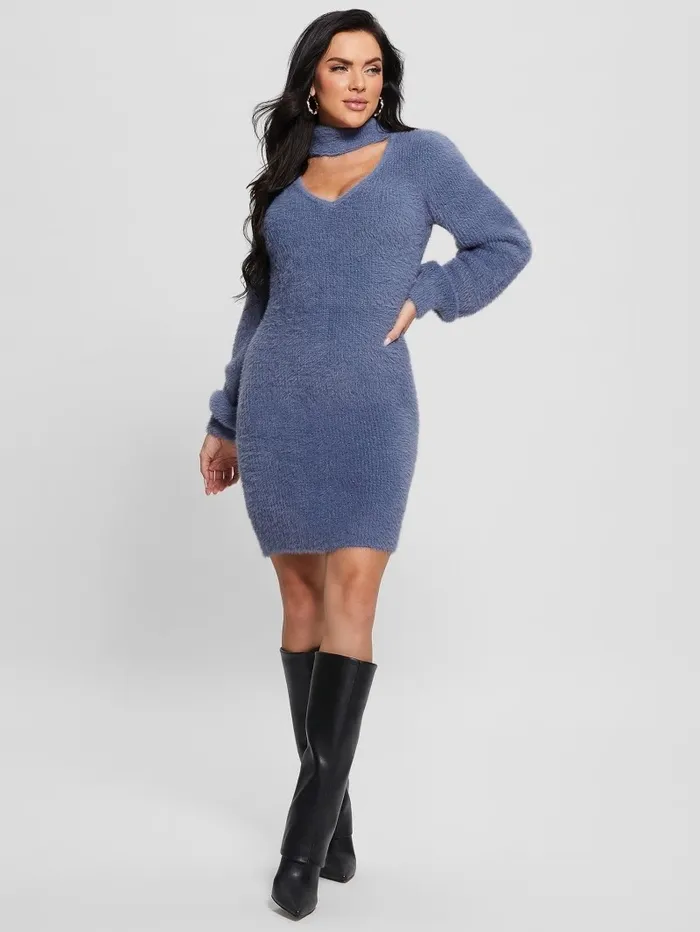 Women Dresses and Jumpsuits GUESS Sadie Mock Neck Cutout Dress Nordic Sea Multi