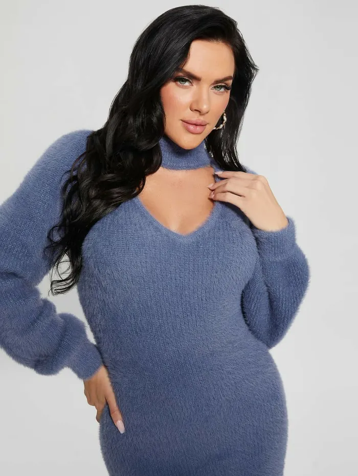 Women Dresses and Jumpsuits GUESS Sadie Mock Neck Cutout Dress Nordic Sea Multi
