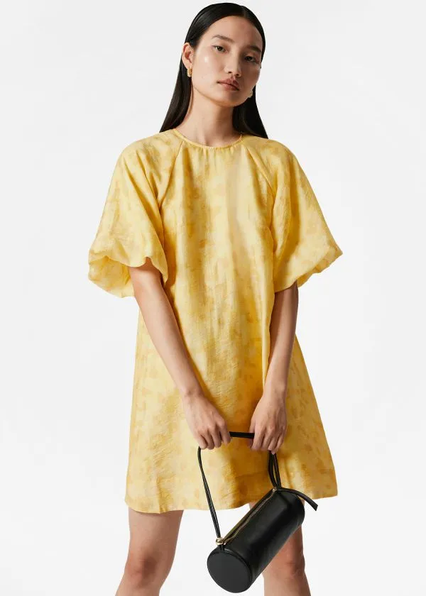 Women Dresses and Other Stories BalloonSleeve Mini Dress Yellow Florals