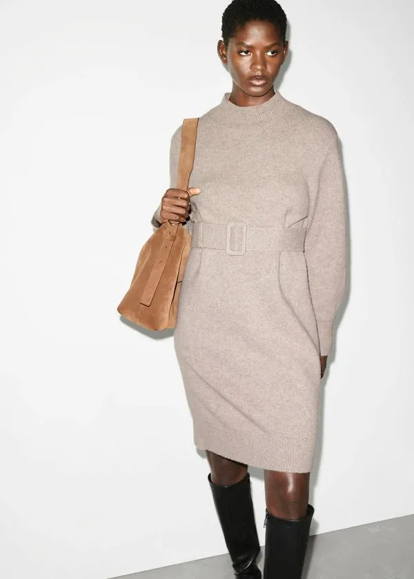 Women Dresses and Other Stories Belted Jumper Dress Caramel