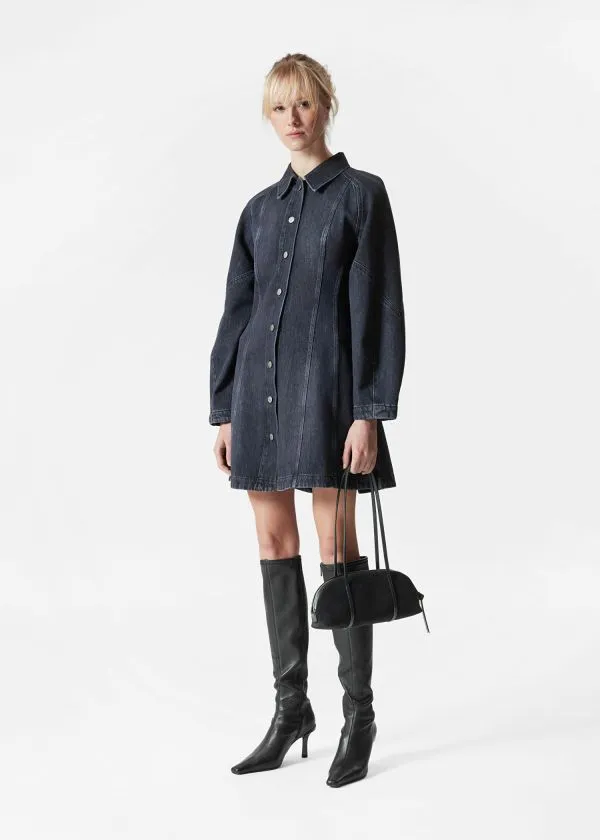 Women Dresses and Other Stories Denim Shirt Mini Dress Black