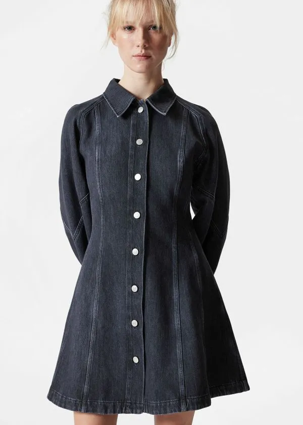 Women Dresses and Other Stories Denim Shirt Mini Dress Black