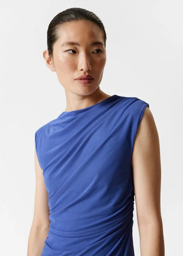 Women Dresses and Other Stories Draped Sleeveless Midi Dress Blue