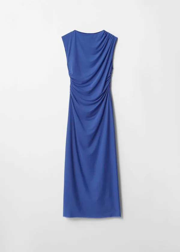 Women Dresses and Other Stories Draped Sleeveless Midi Dress Blue